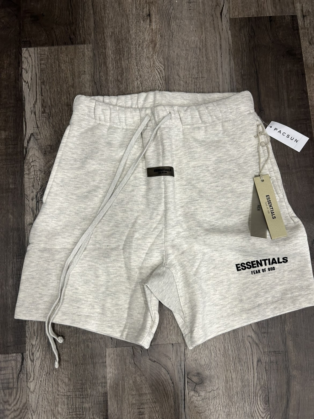 Essentials Men's Cream Logo Drawstring Athletic Shorts